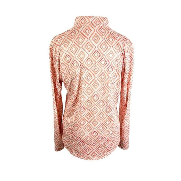 San Soleil Orange Diamond Print Golf Top 1/4 Zip Jewel UPF 50+ Vent Arms Size L - Picture 8 of 8
